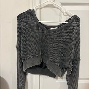 Altard state gray waffle knit top